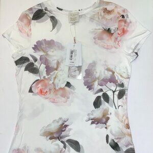 NWT Ted Baker Chesnot Bouquet Fitted Tee Top